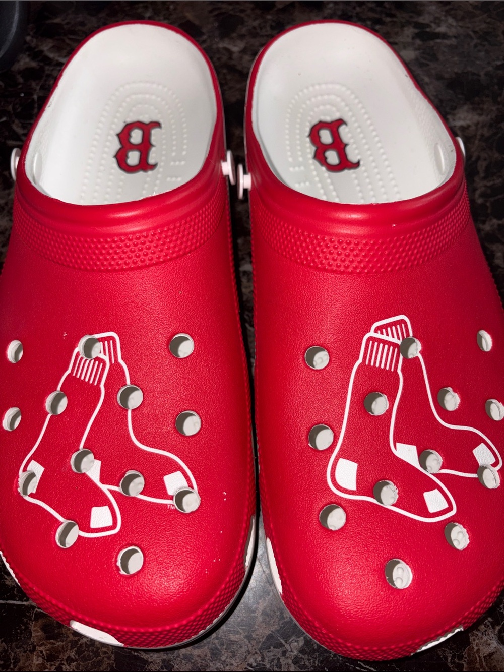 CROCS Red & White Boston Red Sox Logo Classic Clog
